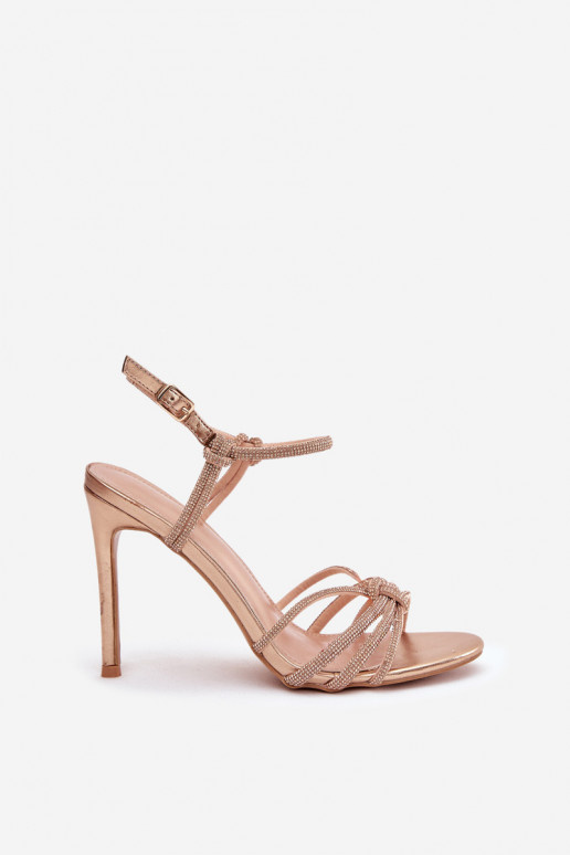 Dames sandalen met dunne hakken Met Strepen En zirkonen Szampańskie Tanelle