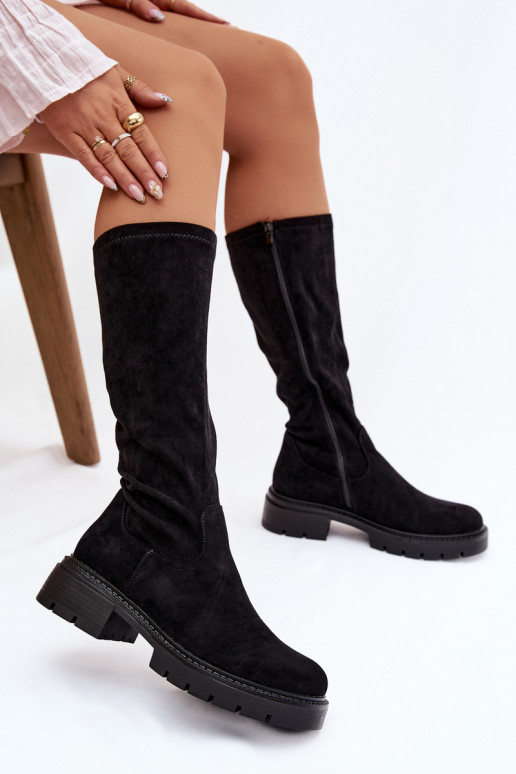 bottes pour femmesen daim écologiqueu couleur noire Oceana