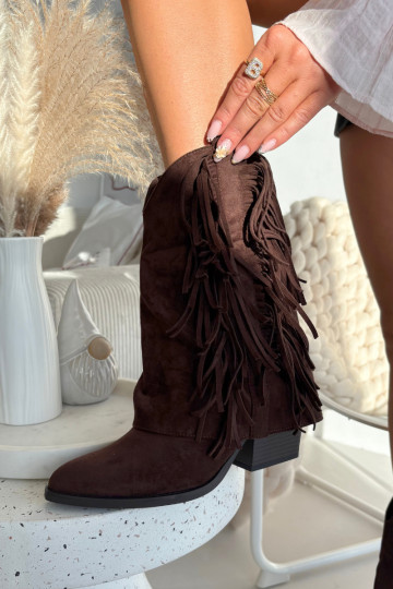 Stiefel im CoZuboy-Stil Feminin mit Fransen mit Absätzen CzekoladoZue Gralina