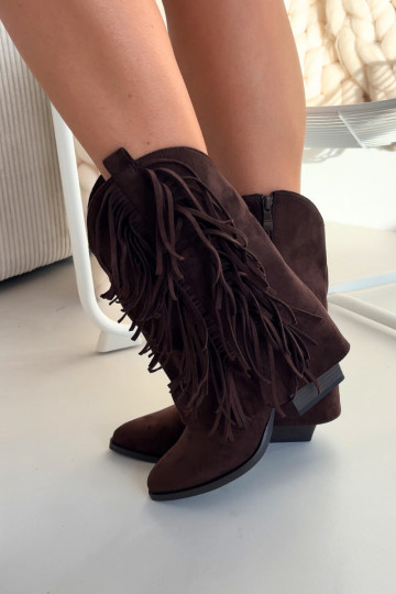 Stiefel im CoZuboy-Stil Feminin mit Fransen mit Absätzen CzekoladoZue Gralina 2