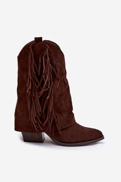 bottes style coÀboy Féminin avec des franges avec des talons CzekoladoÀe Gralina