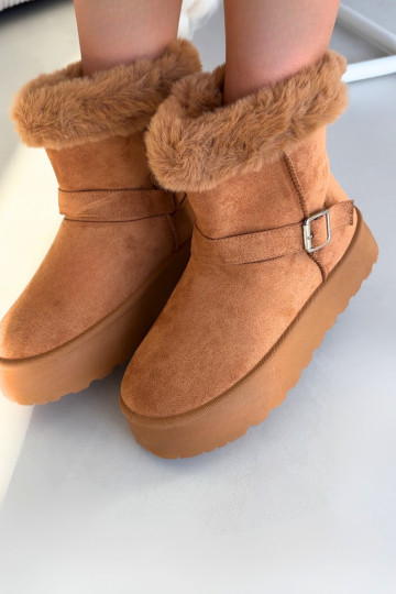 Bottes de neige pour femmes brunes avec plateforme, boucles et fourrure Jesella 2