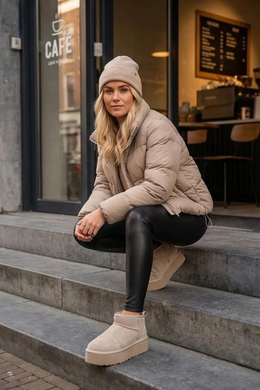 Schneestiefel FemininErmöglichtturalnego aus INildlederu Beige Es mussirene