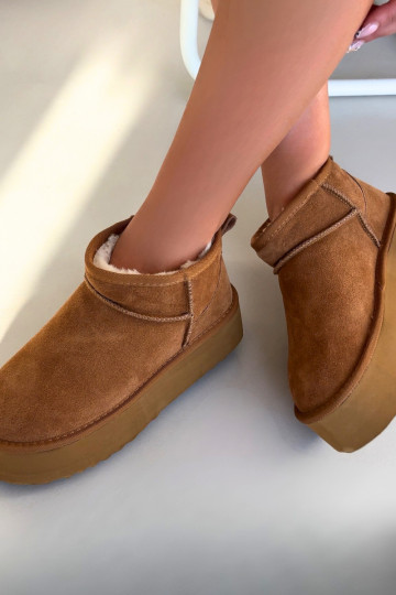Braune Damen-Schneestiefel aus Kunstwildleder Irene 2