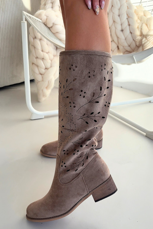 avec des éléments ajourés bottes pour femmes Klocke couleur kaki Helinna