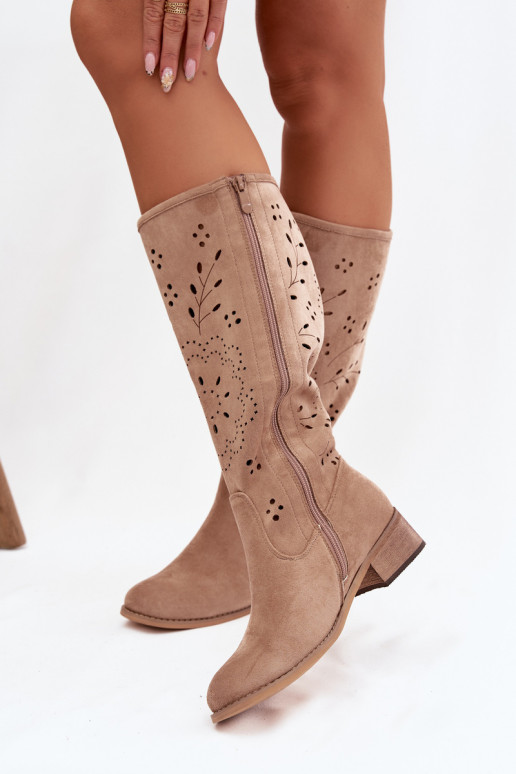 avec des éléments ajourés bottes pour femmes Klocke couleur kaki Helinna