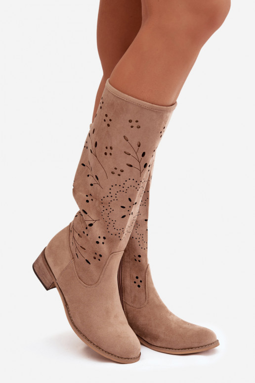 avec des éléments ajourés bottes pour femmes Klocke couleur kaki Helinna