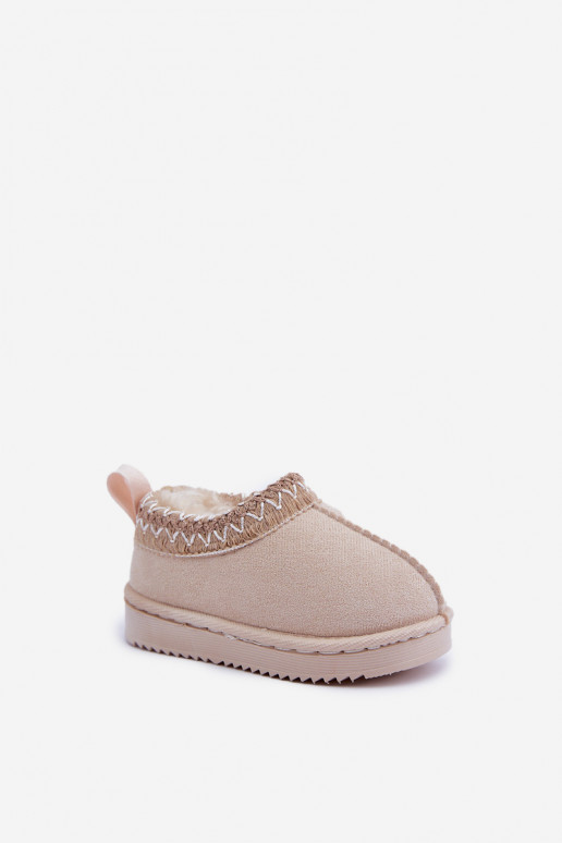 Schneestiefel Stiefel Kindisch mit einer Plattform sich Zuarm laufen mit Fell innen elfenbeinfarbe Vilabria