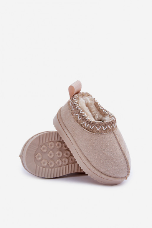 Schneestiefel Stiefel Kindisch mit einer Plattform sich Zuarm laufen mit Fell innen elfenbeinfarbe Vilabria