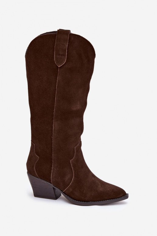 Peau en daim bottes style coÀ-boy Féminin réchauffer CzekoladoÀe Urselle