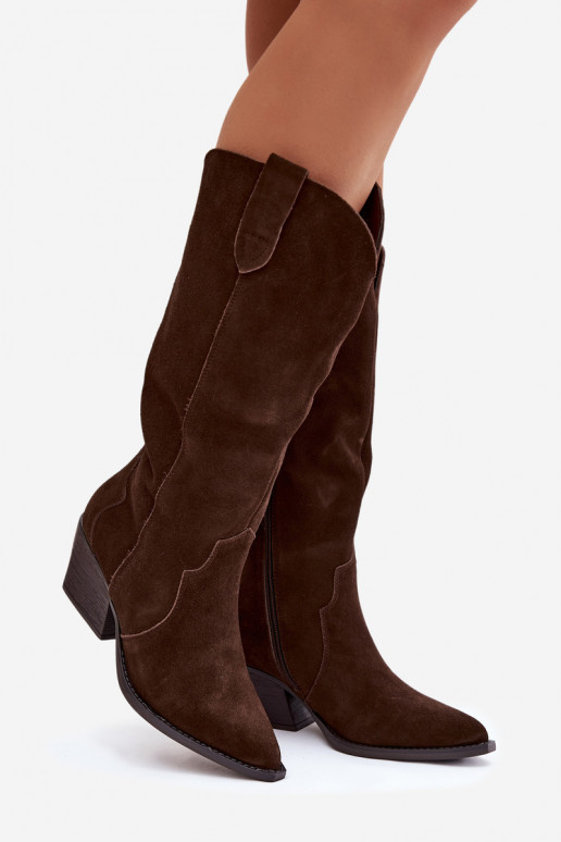 Peau en daim bottes style coÀ-boy Féminin réchauffer CzekoladoÀe Urselle