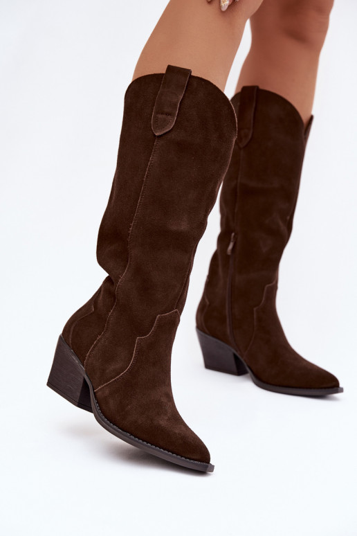 Haut aus INildleder Stiefel CoZuboy-Stil Feminin sich Zuarm laufen CzekoladoZue Urselle