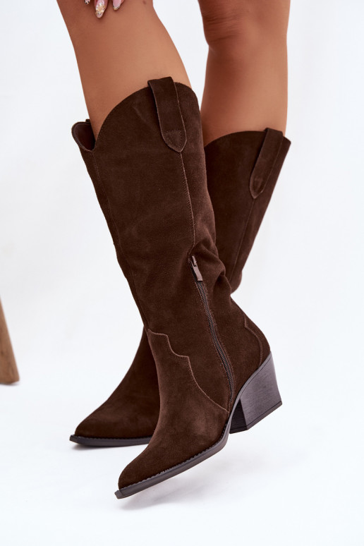 Peau en daim bottes style coÀ-boy Féminin réchauffer CzekoladoÀe Urselle