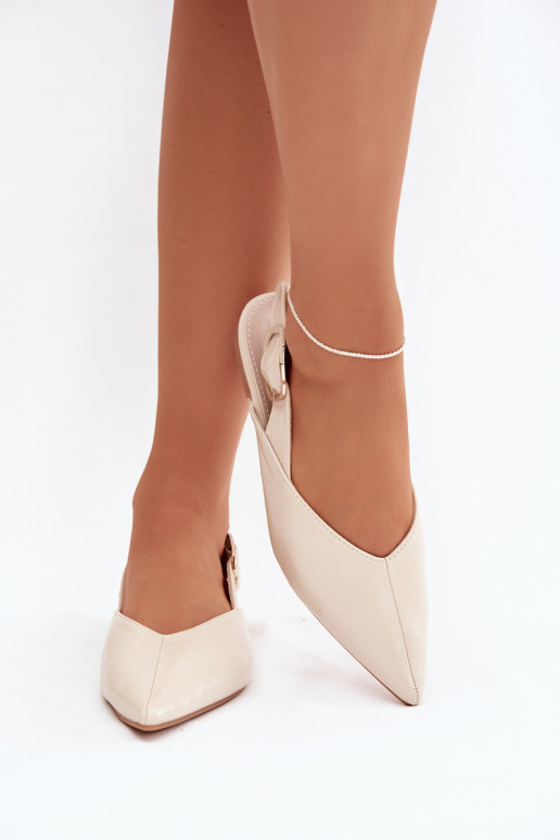 Ballerines laquées avec boucles beige Rinalle