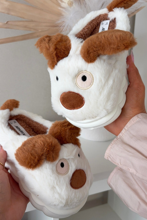 Mules brunes pour enfants avec fourrure "Chiens" Farnise