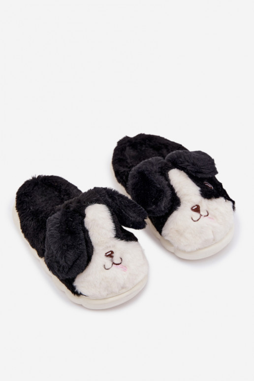 Mules noires pour enfants avec fourrure "Chiens" Farnise