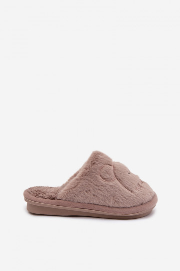 Zandkleurige kinder slippers met bont Norene 2