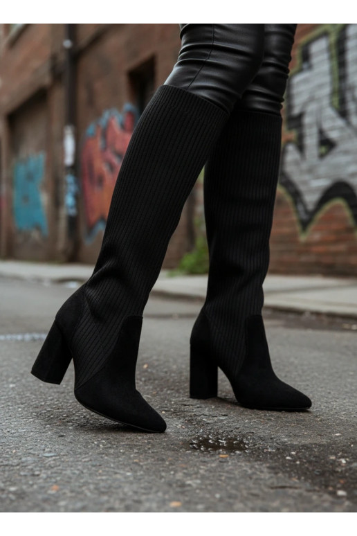 Bottes longues noires pour femmes avec talons Yserine