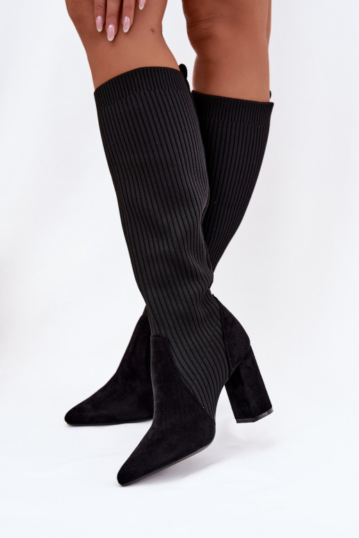 Schwarze Damen Stiefel mit Absätzen Yserine