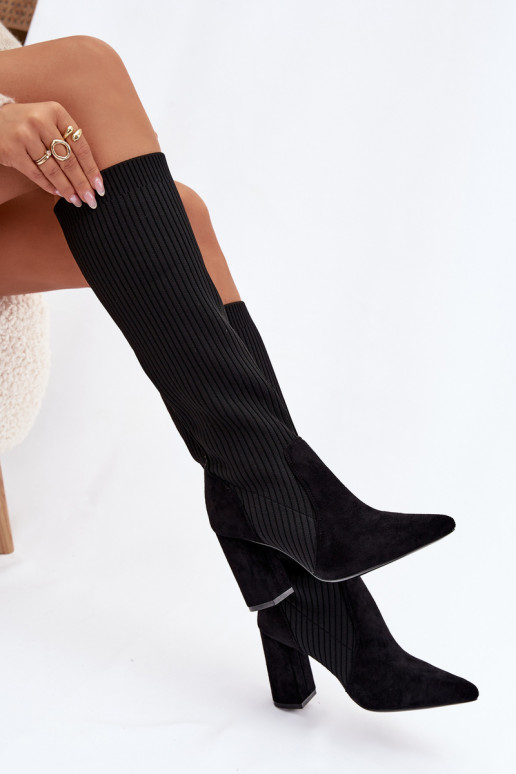 Bottes longues noires pour femmes avec talons Yserine