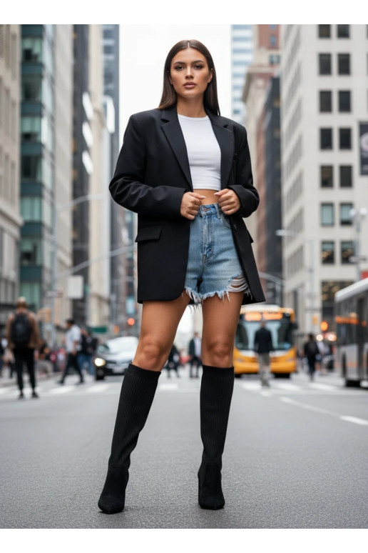 Bottes longues noires pour femmes avec talons Yserine