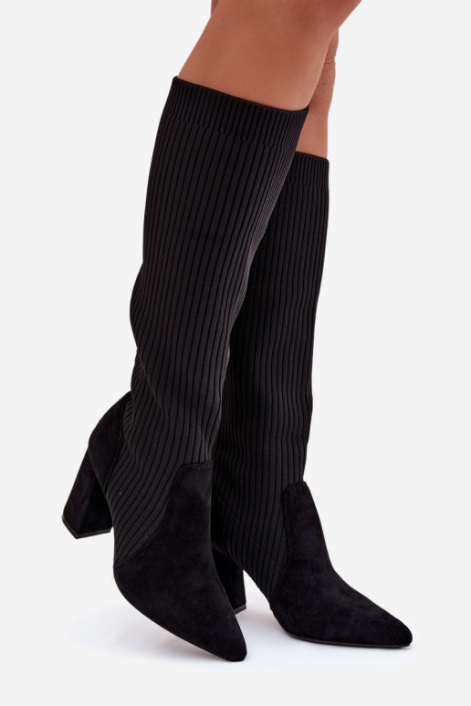 Schwarze Damen Stiefel mit Absätzen Yserine