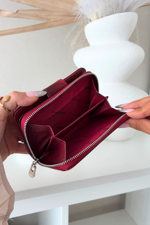 Gelakte damesportemonnee met sprankels rode kleur Luretta