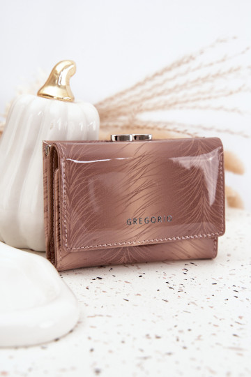 Gelakte damesportemonnee met sprankels ivoorkleur Selina