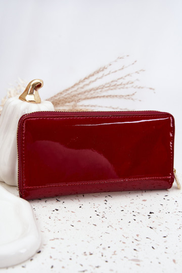 Portefeuille en cuir verni en simili cuir rouge Phelina 2