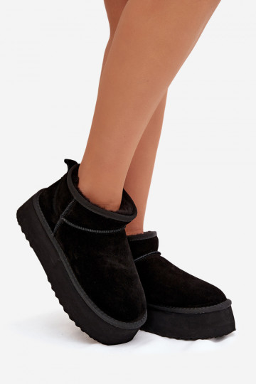 Bottes de neige pour femmes noires en daim synthétique Irene