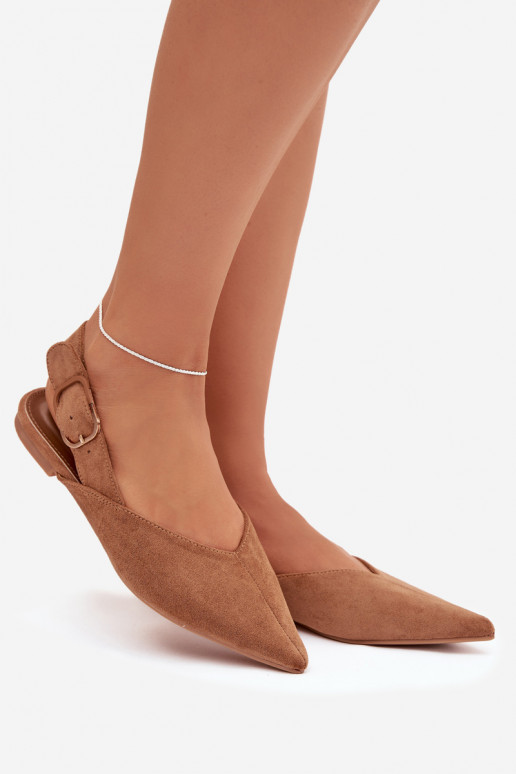 Ballerinas Feminin mit Schnallen braune Farbe Tanelia