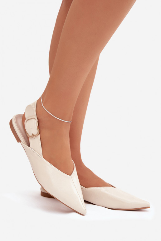 Gelakte ballerinas met gespen beige Rinalle