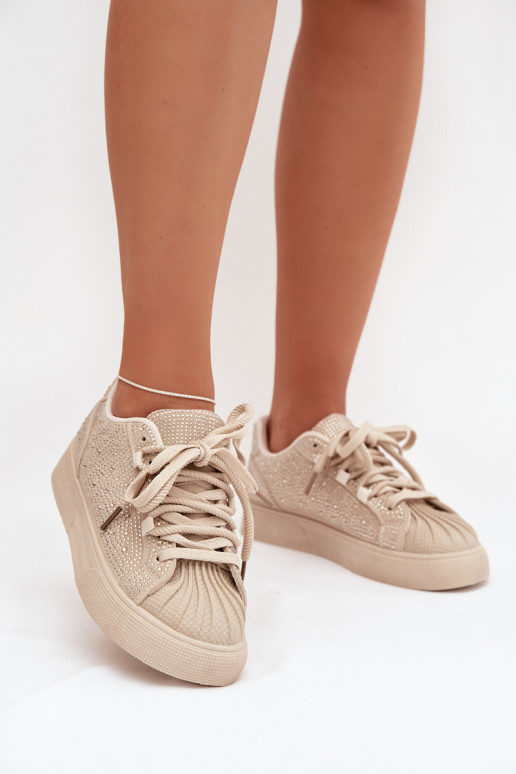 Dekoriert Sneakers Stilvollllschuhe Feminin Beige Calissea