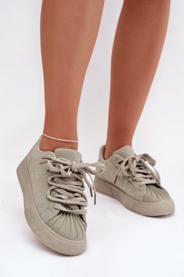 Versierd Sneakers model schoenen Dames groene kleur Calissea 2