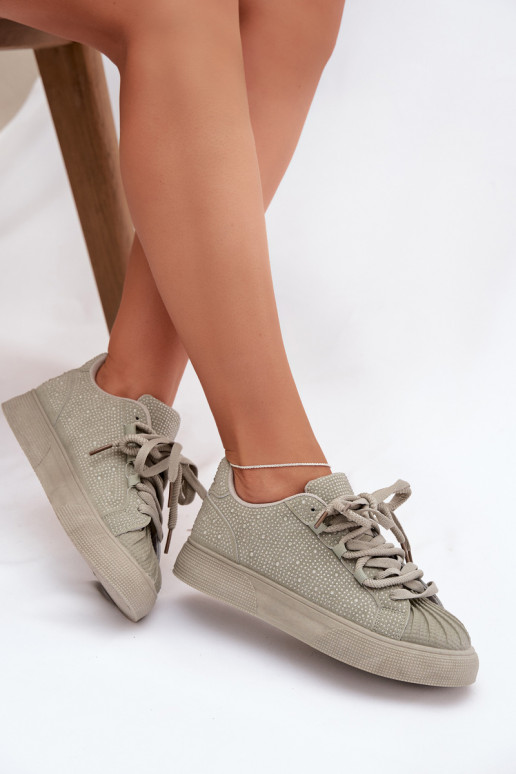 Versierd Sneakers model schoenen Dames groene kleur Calissea