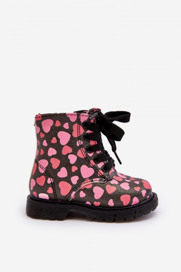 Wärmende Kinderschuhe mit Reißverschluss in Schwarz und Pink Dolida 2