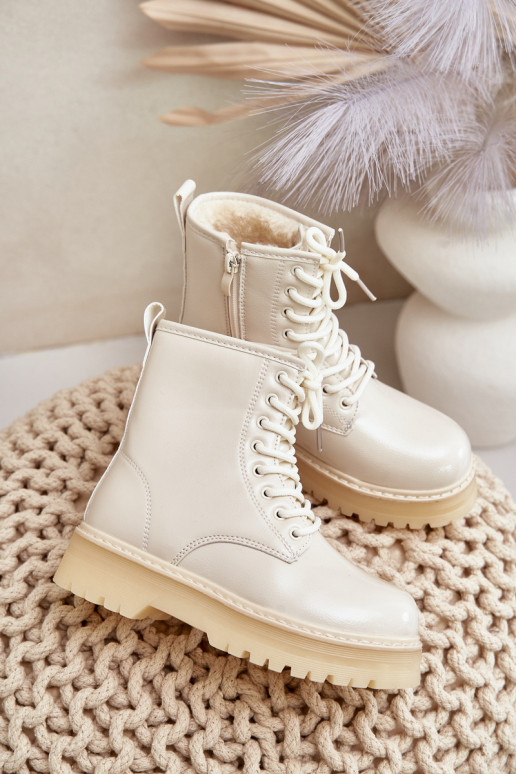 réchauffer Bottes Puéril avec effet vernis Au Château beige Novita