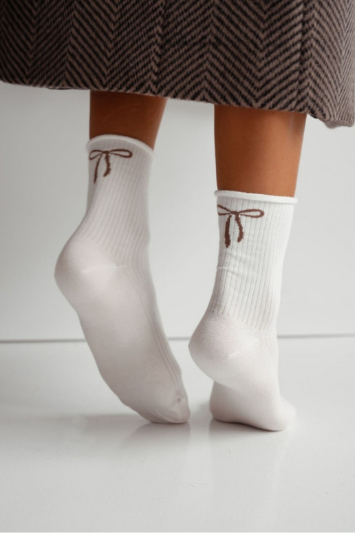 Socken Feminin Kein Druck IN Prążek mit Bändern elfenbeinfarbe