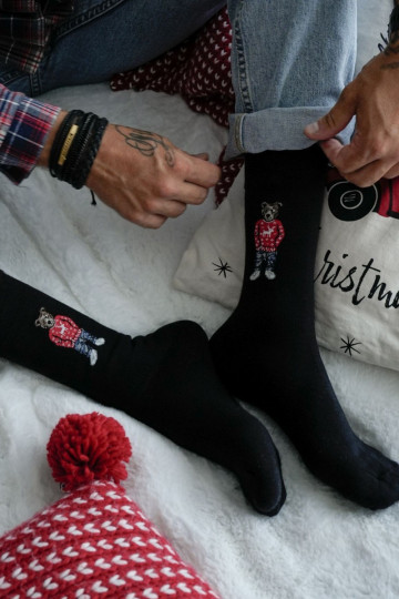 Herrensocken Teddybären IN Okularach schZuarze Farbe