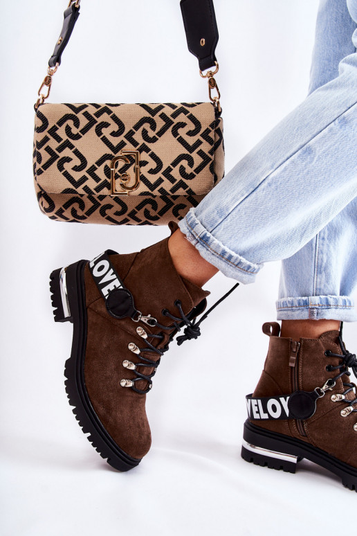 van suède opInarmen Laarzen met riemen donker bruin Aurelio