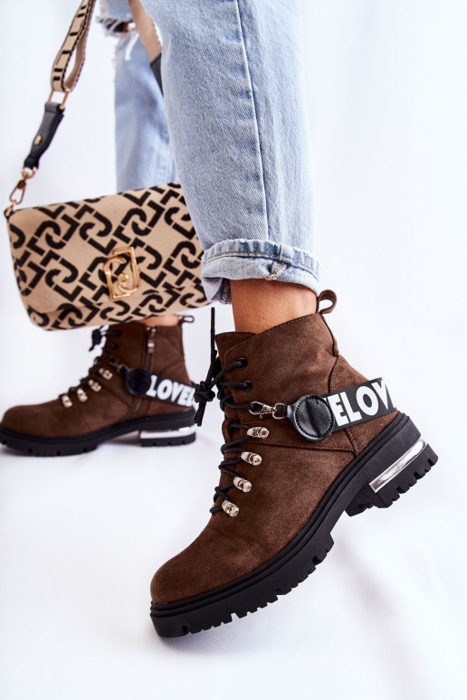 van suède opInarmen Laarzen met riemen donker bruin Aurelio