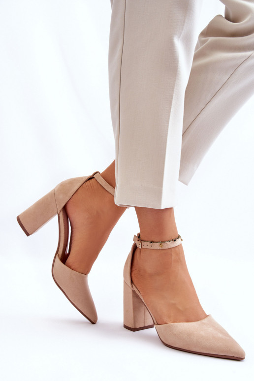 Suede schoenen met hakken beige Lexie