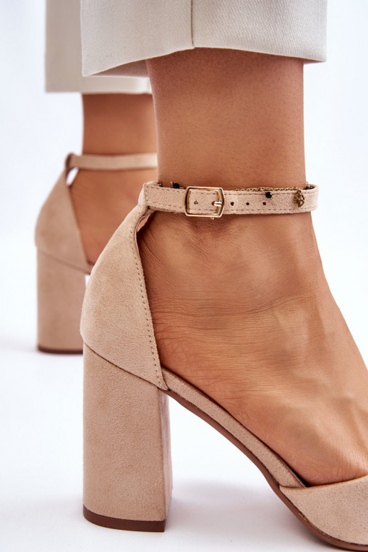 Suede schoenen met hakken beige Lexie