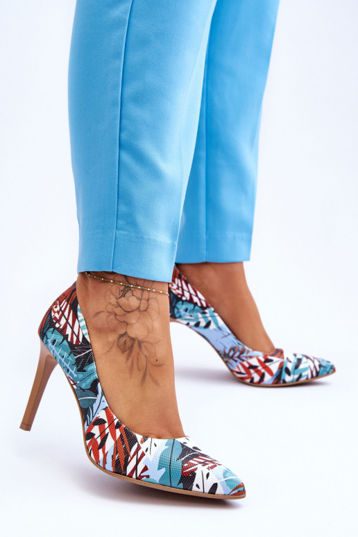 À la mode Peau chaussures à talons hauts LeÀski Shoes 2659 vert-couleur bleue