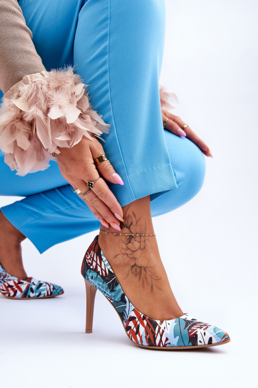 In de mode Leer Hakken LeInski Shoes 2659 groente-blauIn