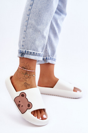 Chaussons légers avec un ours couleur blanche Parisso