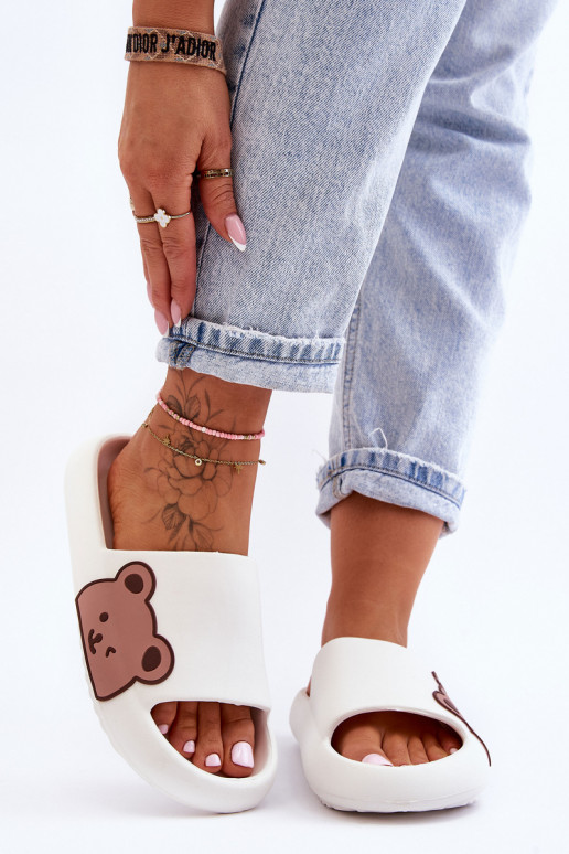 Chaussons légers avec un ours couleur blanche Parisso