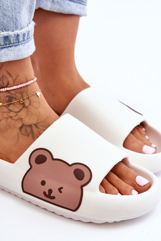 Chaussons légers avec un ours couleur blanche Parisso