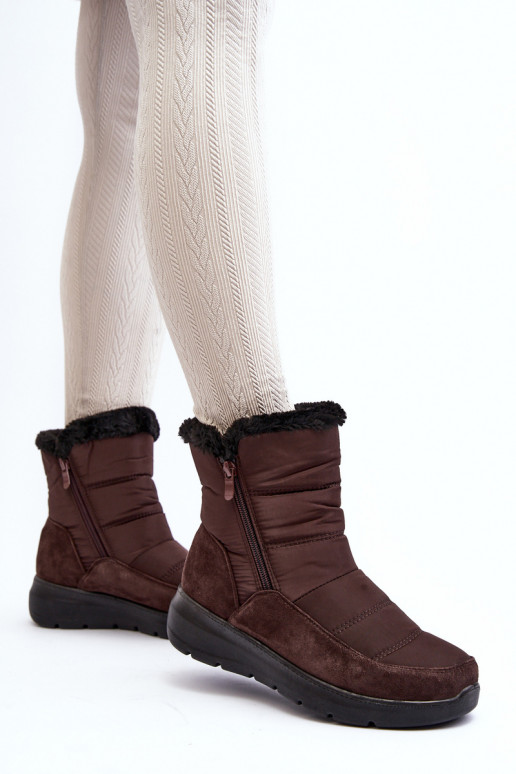 Féminin Bottes de neige avec un manteau de fourrure marron Primose