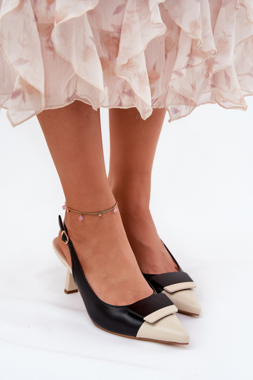 Style élégant chaussures à talons hauts avec des ornements Eko Peau couleur noire Ottoles